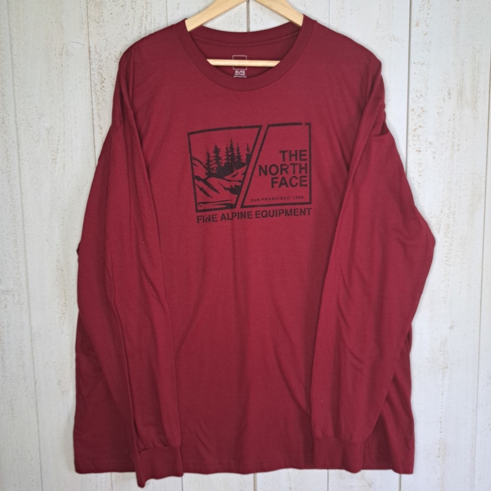 Cabincore Nostalgic Utilitarian Men's XL‎ Shirt Long Sleeve North Face Deep Red